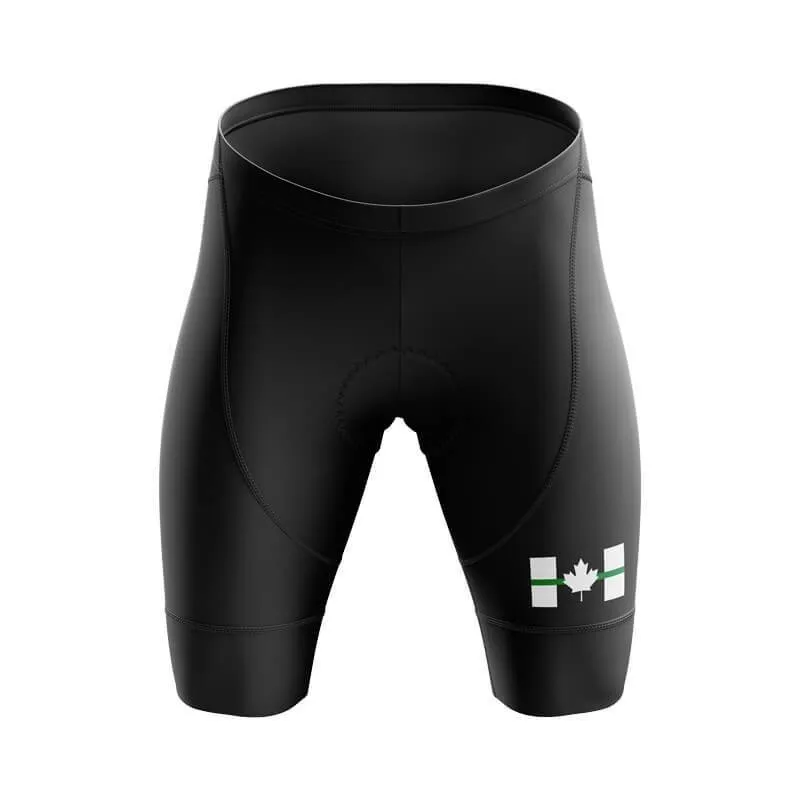 Canada Flag Thin Green Line Black Bib & Shorts