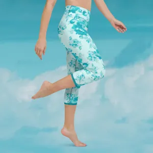 Cyan Rose Double Cyan Yoga Capri Leggings