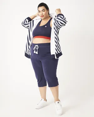 Donna Striped Bomber Jacket | White / Navy