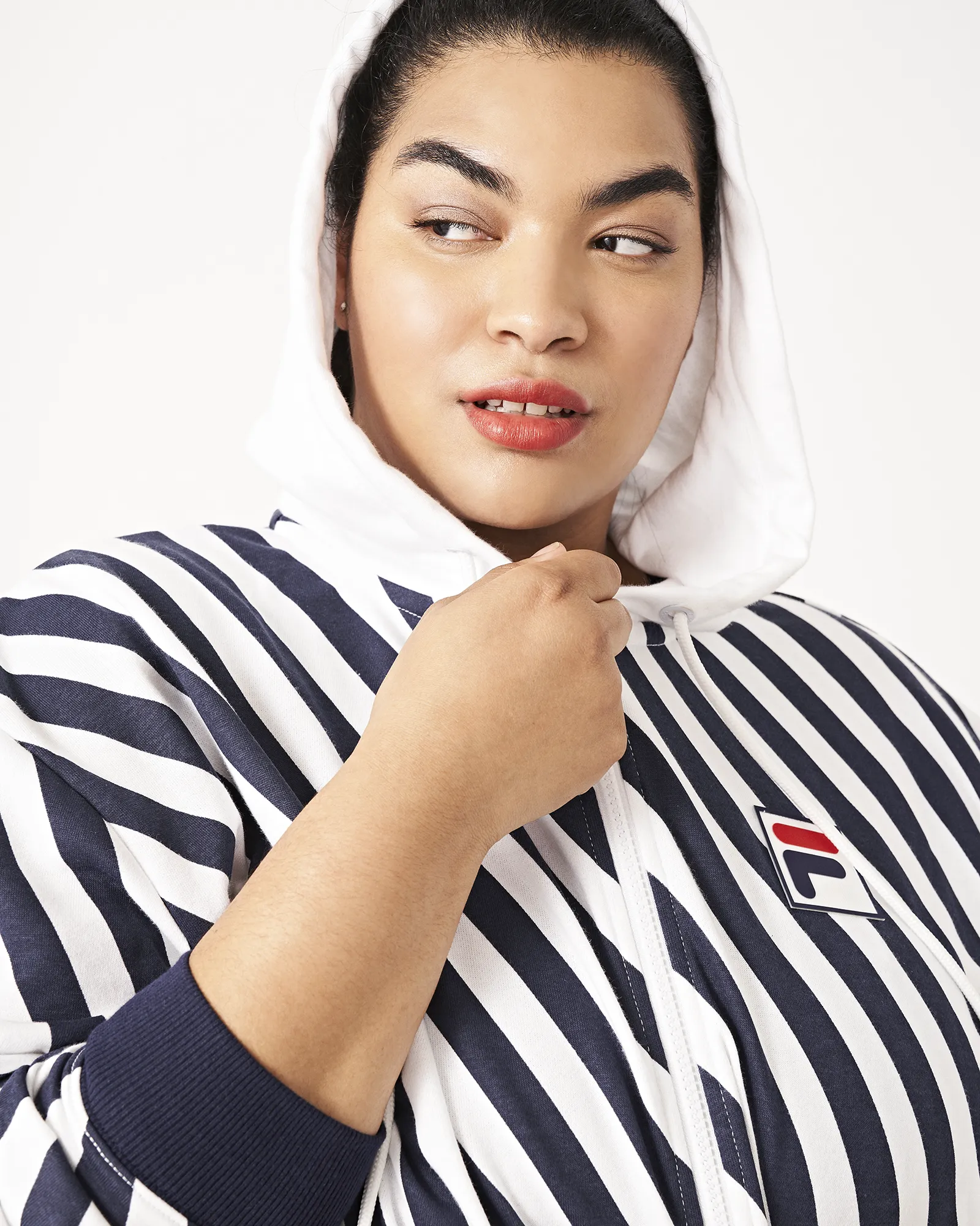 Donna Striped Bomber Jacket | White / Navy