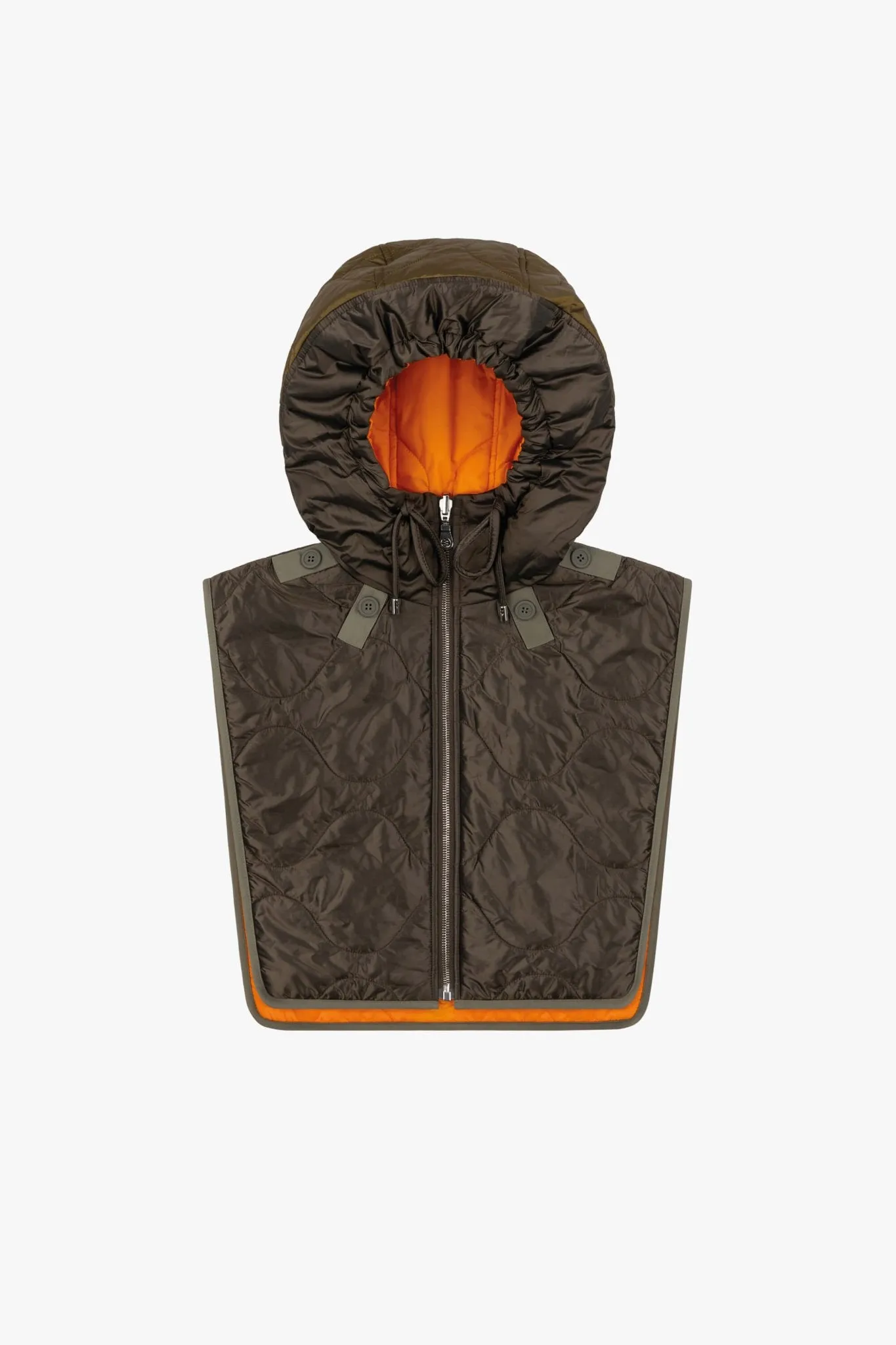Elements Quilt Zip Hood - Peat / Clementine