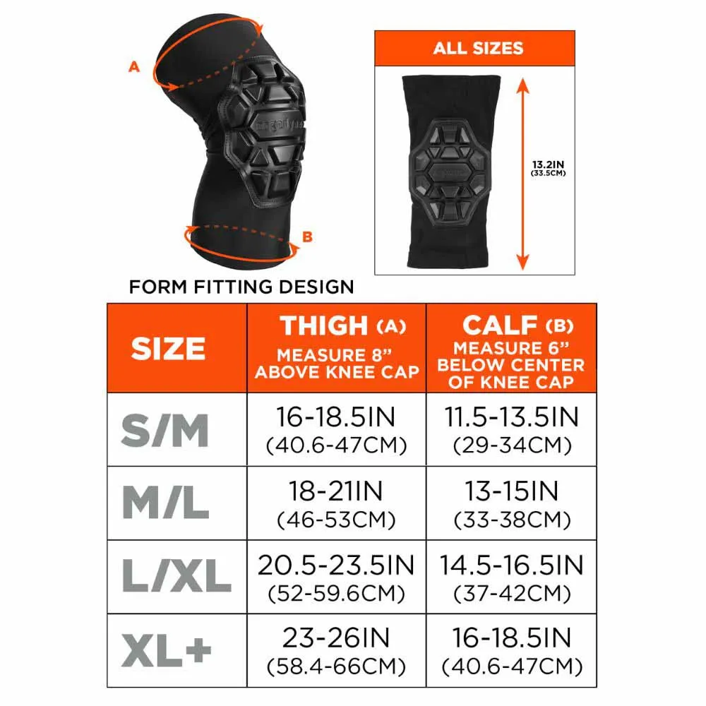 Ergodyne 18550 550 S/M Black Padded Knee Sleeves 3-Layer Foam Cap Pair