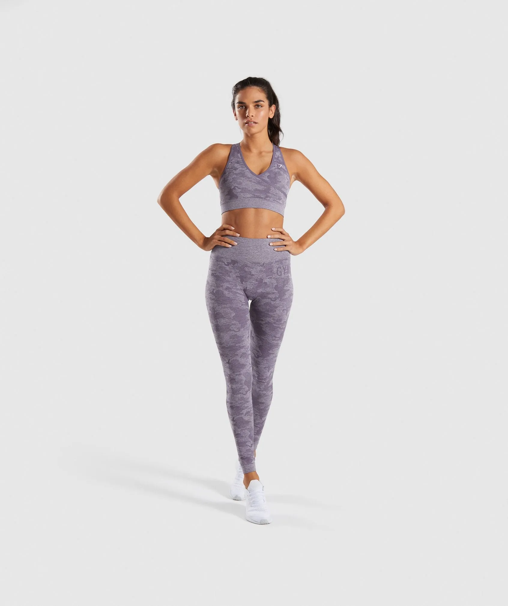 Gymshark Camo Seamless Leggings - Lavender Grey