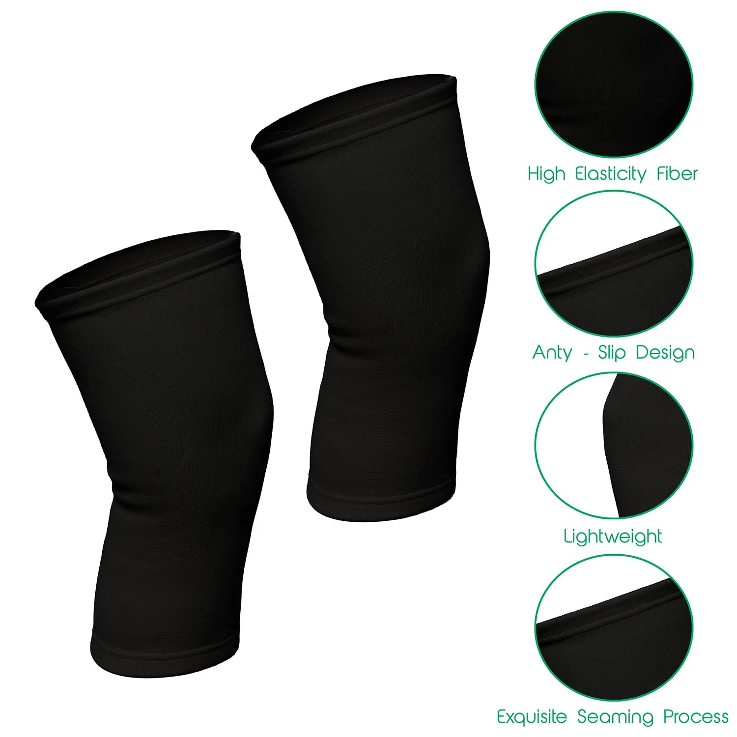 Kuber Industries Knee Cap | Cotton 4 Way Compression Knee Sleeves |Sleeves For Joint Pain | Sleeves For Arthritis Relief | Unisex Knee Wraps | Knee Bands |Size-XXL|1 Pair|Black