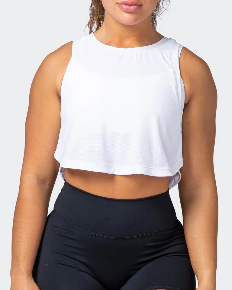 Level Up Cropped Training Tank - White
