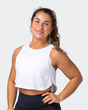 Level Up Cropped Training Tank - White