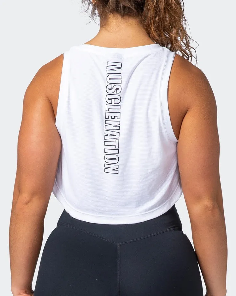 Level Up Cropped Training Tank - White
