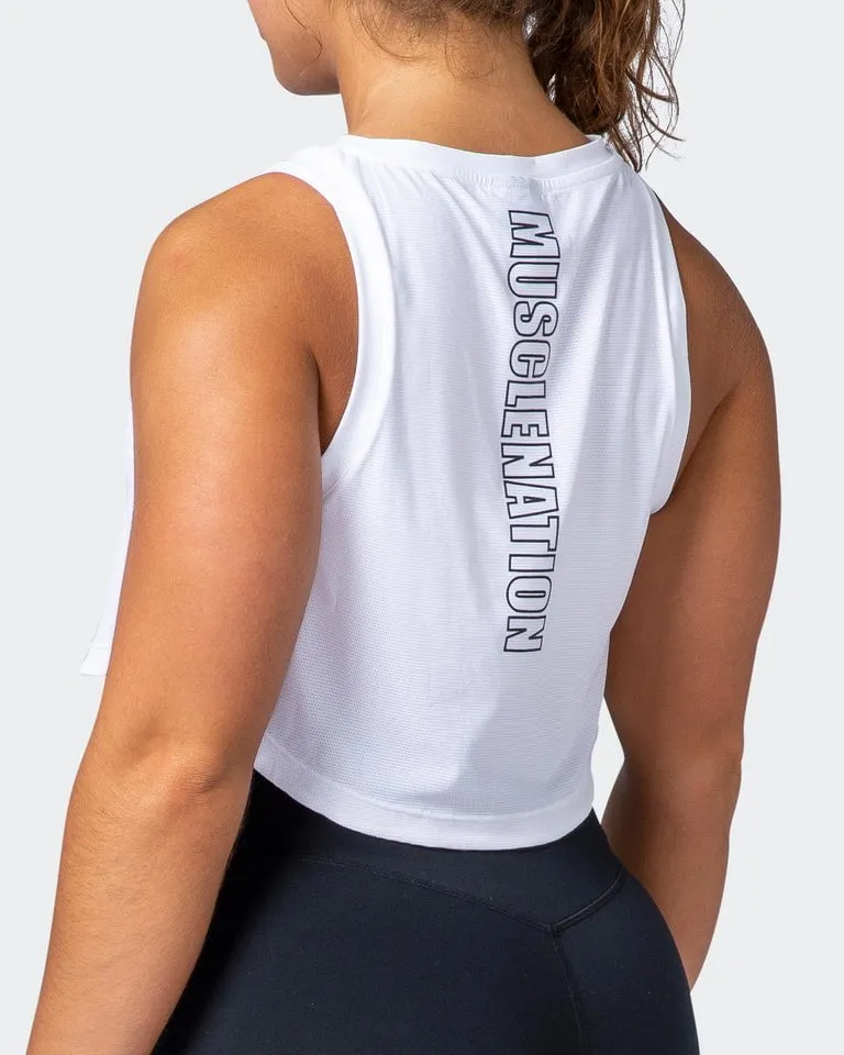 Level Up Cropped Training Tank - White