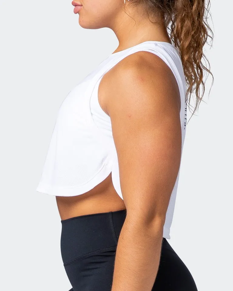 Level Up Cropped Training Tank - White