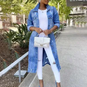 Longline Denim Trench Coat: Versatile Outerwear