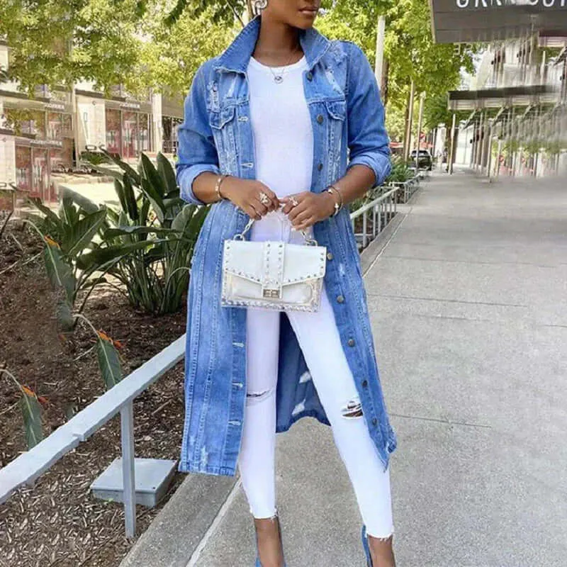 Longline Denim Trench Coat: Versatile Outerwear