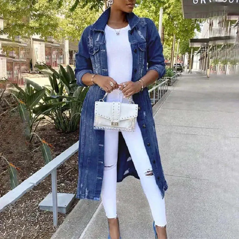 Longline Denim Trench Coat: Versatile Outerwear