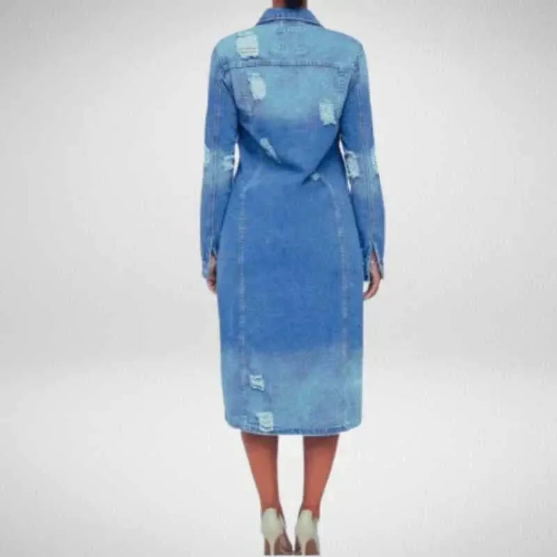 Longline Denim Trench Coat: Versatile Outerwear