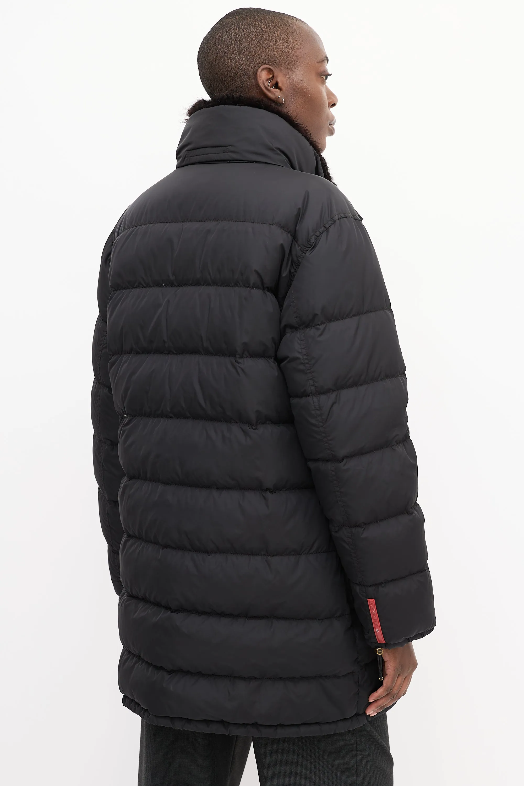 Sport Black Quilted Down & Fur Puffer Jacket