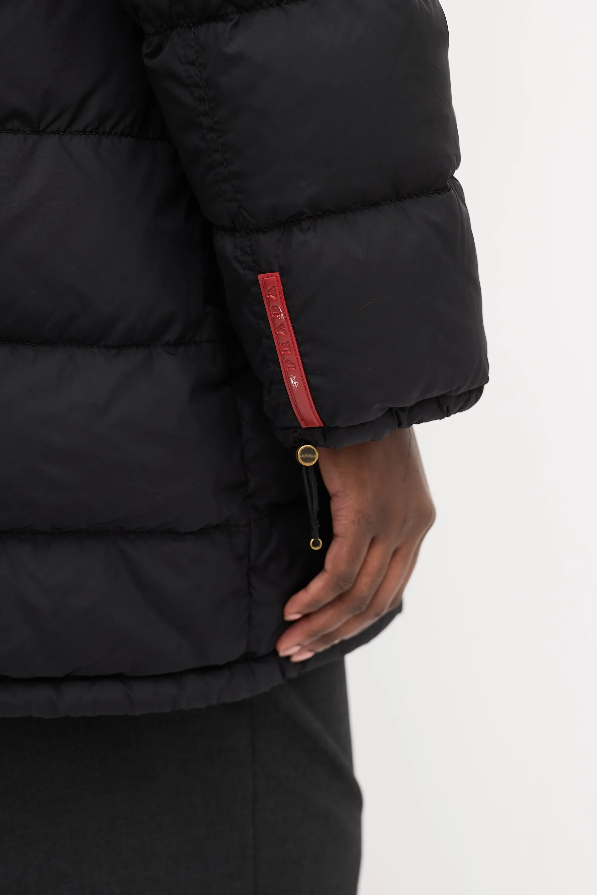 Sport Black Quilted Down & Fur Puffer Jacket