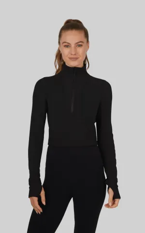 Vortex Ribbed Academy Half Zip Cropped Jacket